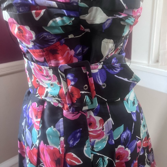 Express 90’s pleated, strapless dress matching belt, Halloween (cyndi lauper?!) - Picture 7 of 7